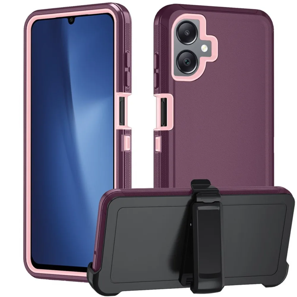 (morado, Galaxy A04s) Funda Para Teléfono Samsung De Triple Capa, Resistente A Los Golpes, De Material Híbrido, Con Clip.