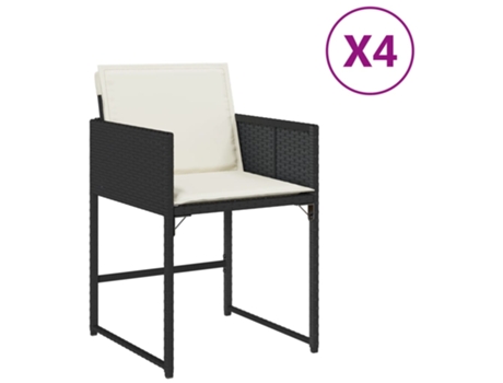 Conjunto 4 Silla De Jardín VIDAXL Negro Poli Ratán