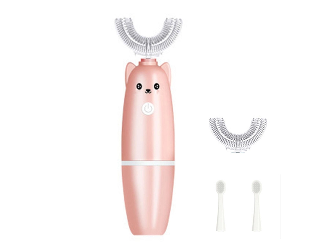 Conjunto De Escova De Dentes Elétrica Infantil Em Formato De U Com Desenho Animado, Ferramenta Portátil Para Limpeza Dos Dentes.
