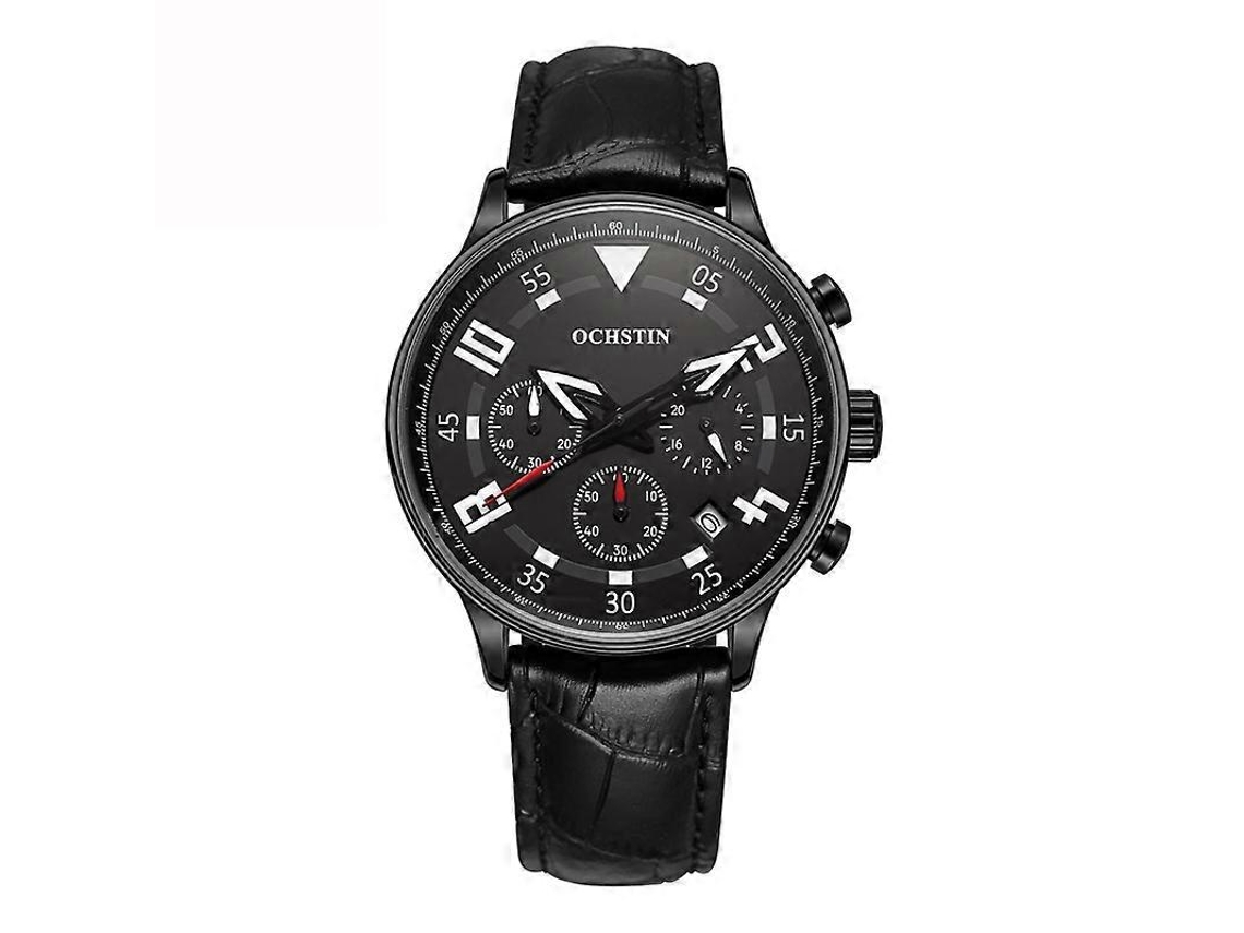 Reloj de cuarzo multifuncional Ochstin 6050b Hengrongshen de cuero para hombre