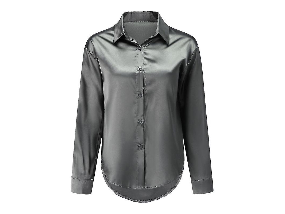 2026-blusa De Seda Brillante Ligera Para Mujer Yynuda Con Cuello Lapel Y Cierre De Botones