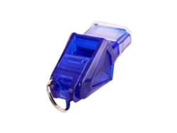 Silbato de plástico sin semillas, sonido fuerte, azul oscuro, sin marca.