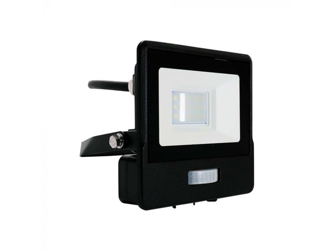 Proyector LED de 10 W 6500 K con sensor PIR, chip Samsung, cable de 1 m, cuerpo negro, IP65 V TAC