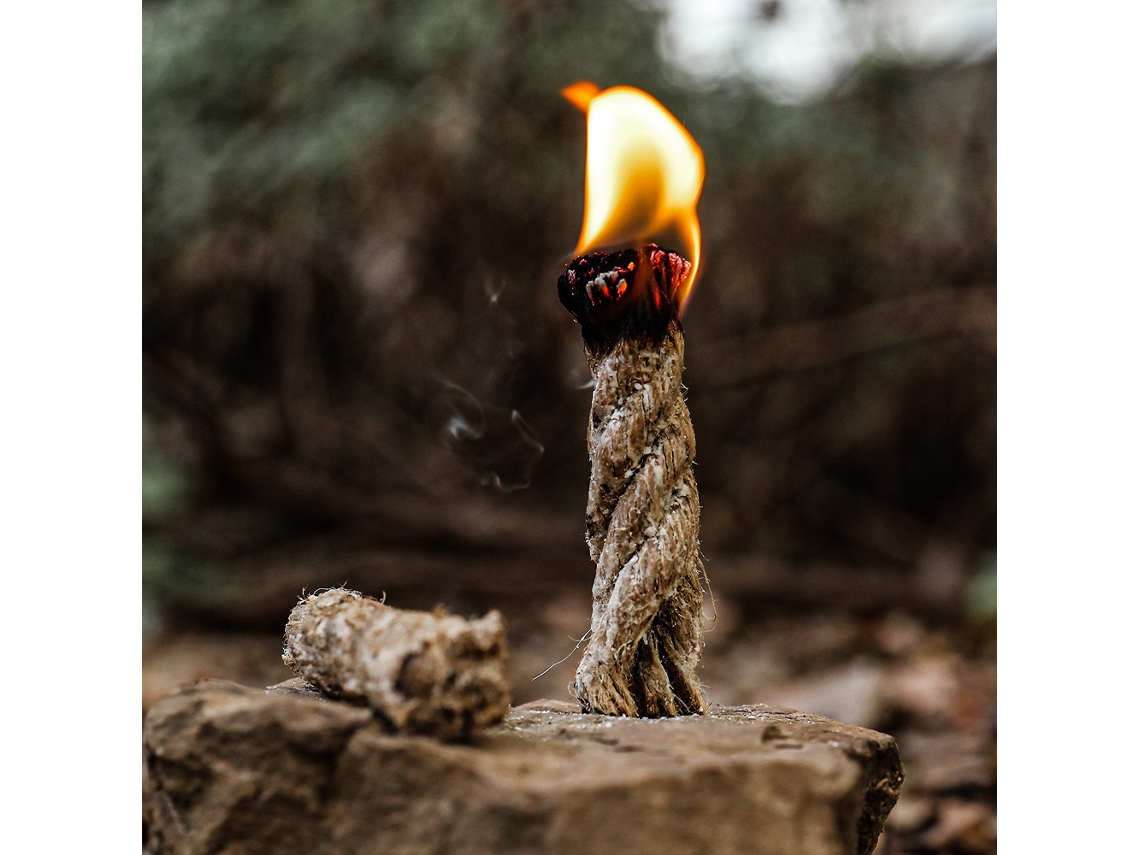 Cuerda de acero con cera para encender fuego, acampar y hacer barbacoas