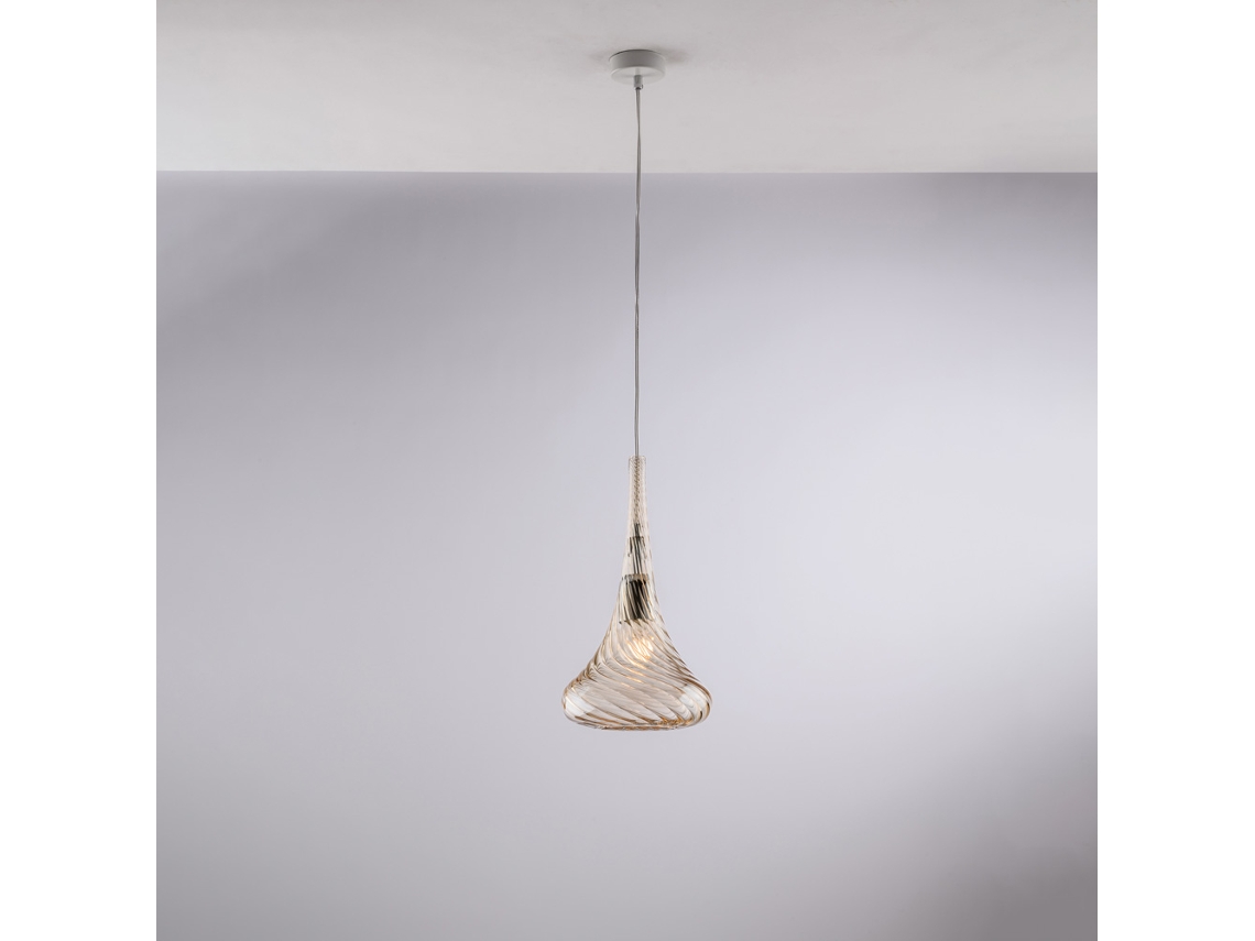 Nemesi - Suspensión De Hierro Con Cristal Pyrex Ámbar 1 Luz 142 - Ø20 - Bl280-s1-am