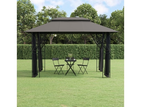 Cenador VIDAXL con paredes (Acero - 400x300x270 cm - Gris Oscuro)