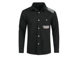 Fasst-camisa Casual Para Hombre Mystdiy Con Solapa Y Diseño De Empalme Manga Larga