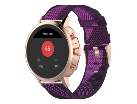 Fossil Correa de reloj deportiva de nailon a rayas de 18 mm para mujer/Charter HR/Gen 4 Q Venture HR (púrpura)