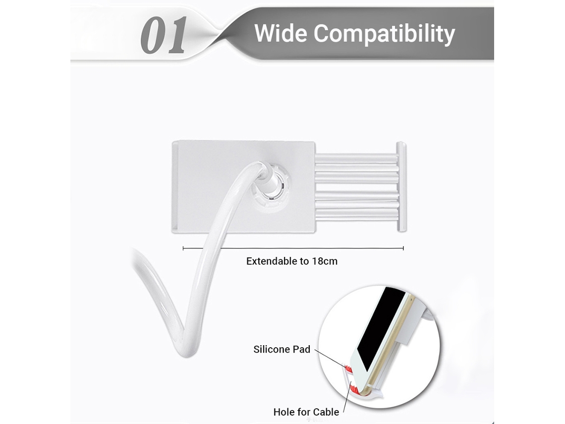 Suporte Para Telefone E Tablet Com Pescoço De Ganso Flexível Ajustável E Presa De 3 Polegadas Para Mesa Cama Cozinha