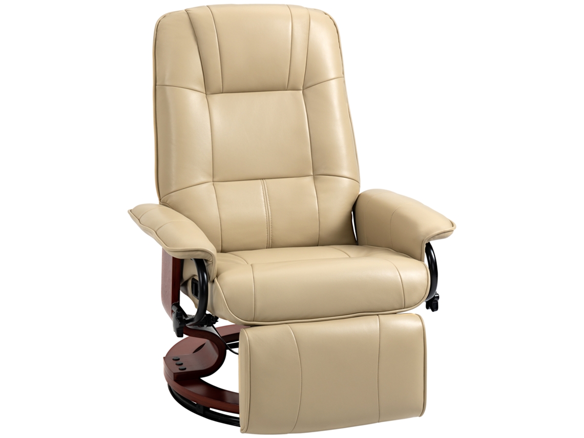 Sillón Reclinable Ajustable Con Reposapiés, Crema