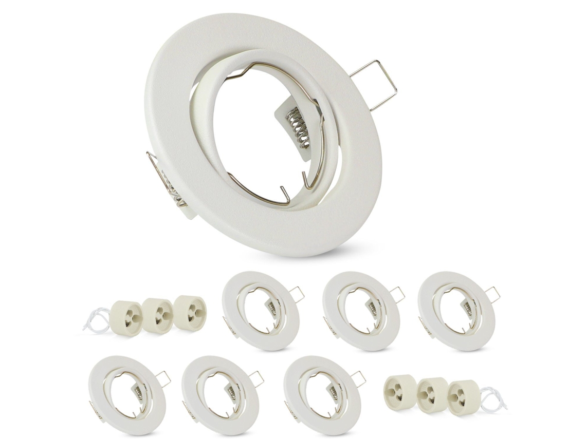 Juego de 6 marcos empotrables Gu10 Focos empotrables Marco empotrable blanco 50mm Metal redondo Nettlife