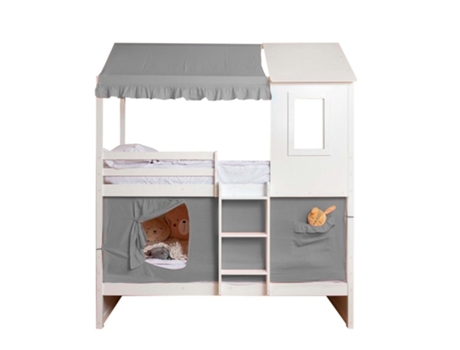 Techo para litera litera Casita 105 algodón gris 70x189/164x133cm MUEMUE