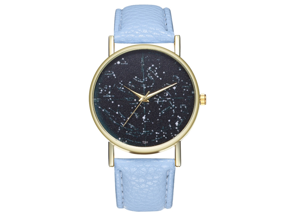 Reloj De Pulsera Analógico Para Hombre Y Mujer, Cuarzo, Correa De Pu Azul Claro.