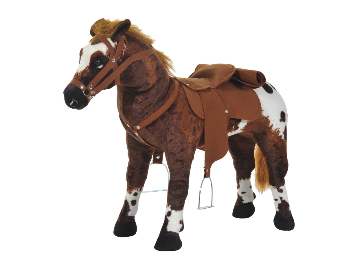 Caballo Juguete Peluche Montar Sonido Estribos Niños Marrón