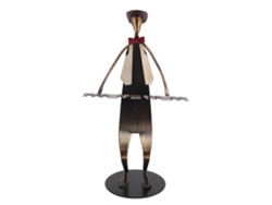 Estatua decorativa de metal con forma de pianista, ideal para colocar sobre una mesa o estante.