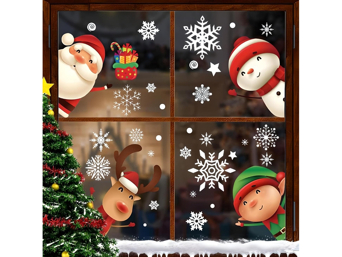 Pegatinas de ventana de copos de nieve, decoraciones navideñas TRUYUETY