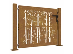 Maison Exclusive - Puerta De Jardín 100x100 Cm De Acero Corten Con Diseño De Bambú
