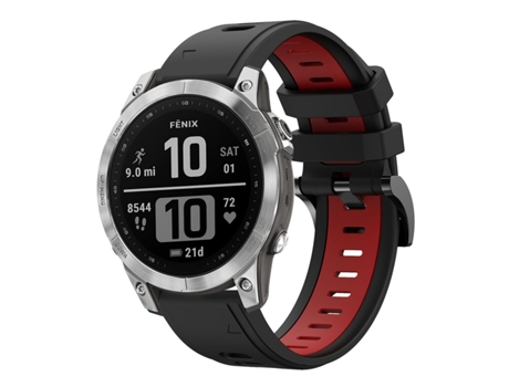 Correa Smartwatch para Garmin Fenix 7 22mm Silicona Deportiva Bicolor (Negro + Rojo)