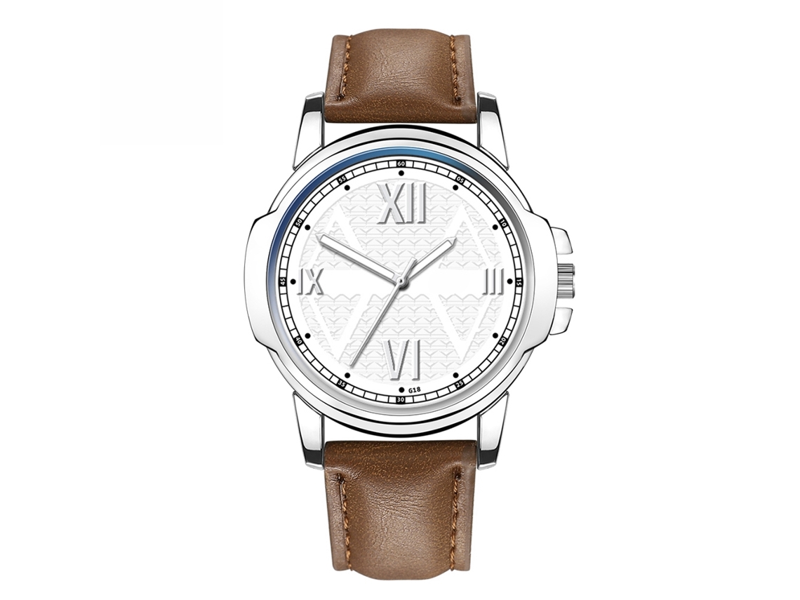 Reloj De Cuarzo Con Correa De Cuero Estilo Simple Moderno Para Hombres