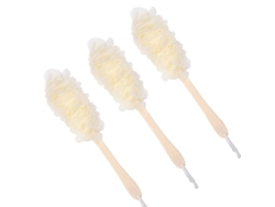 Cepillo De Baño Con Mango Largo, Esponja De Baño De Malla De Nailon Suave, Para Hombres Y Mujeres (paquete De 3, Blanco)