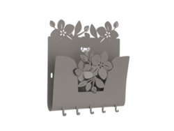 Llavero de pared Romeo 28x5x24 cm en hierro pintado a la arcilla, diseño moderno y decorativo con fijación a la pared, fabricado en Italia. Arti Mestieri