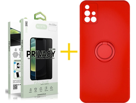 Carcasa + Protector de Pantalla para Samsung Galaxy A71 ACCETEL Rojo
