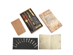 Set Pluma Pluma Retro Británica Creatividad Escritura Regalo Para Pareja Empresarial Profesor Mayor Cabeza Redonda Gris