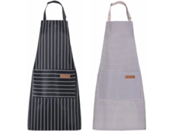 Delantal ajustable de 2 unidades con 2 bolsillos para cocina, barbacoa, horno, dibujo artístico para hombres y mujeres