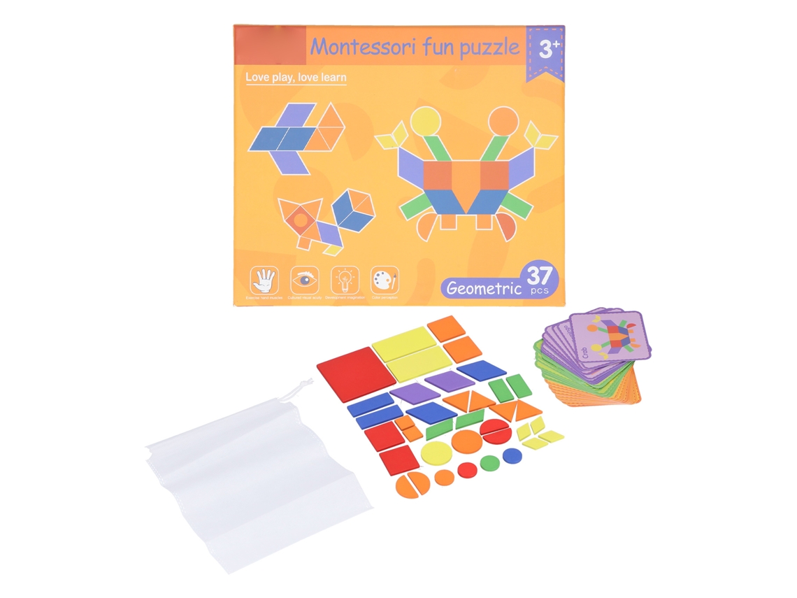Ats-juguete De Bloques Montessori Ohye Puzzle Geométrico Creatsivo Amarillo Matseriales Seguros Desarrollo Habilidades Niños