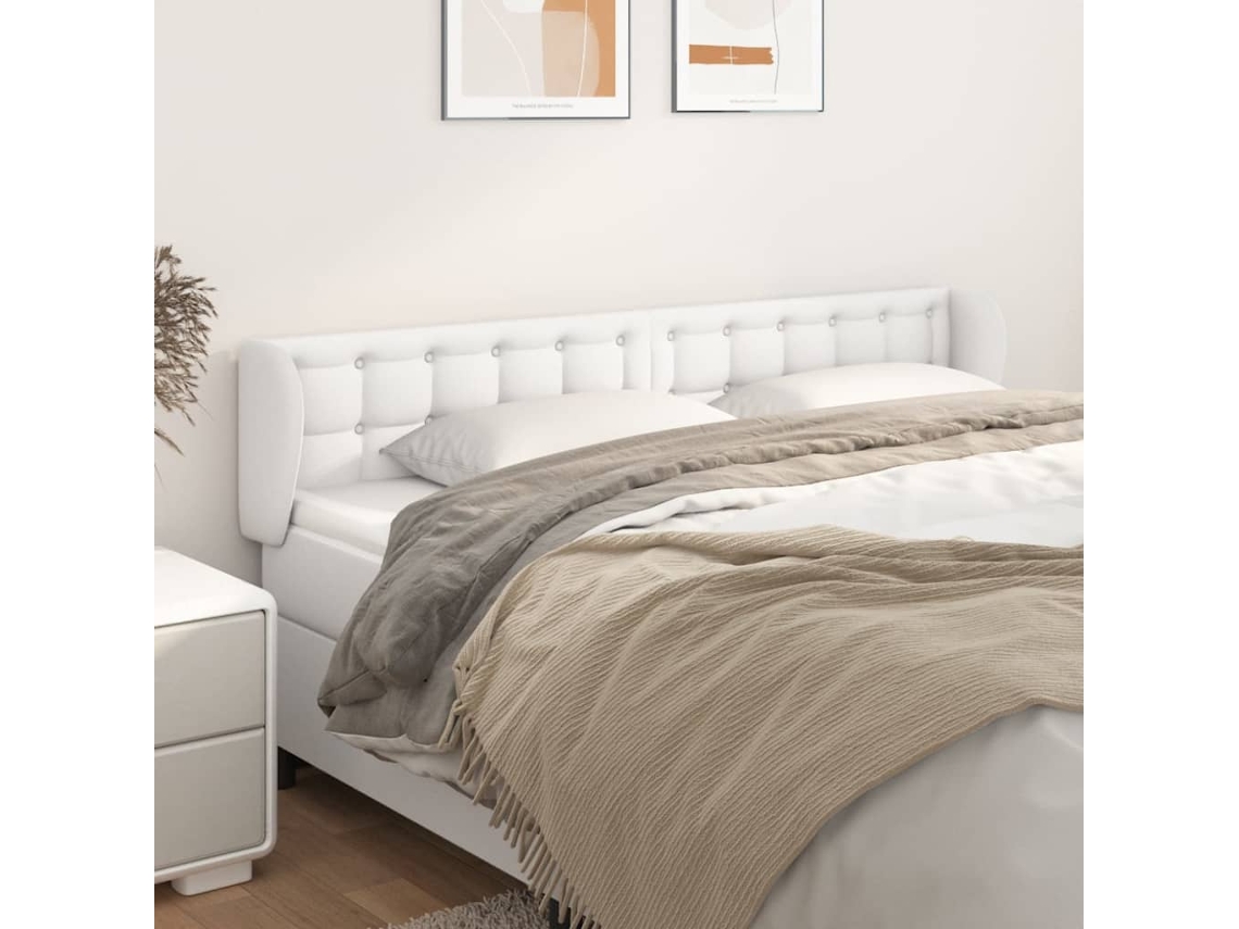 Cabecero De Cuero Sintético Blanco 163x23x78/88 Cm