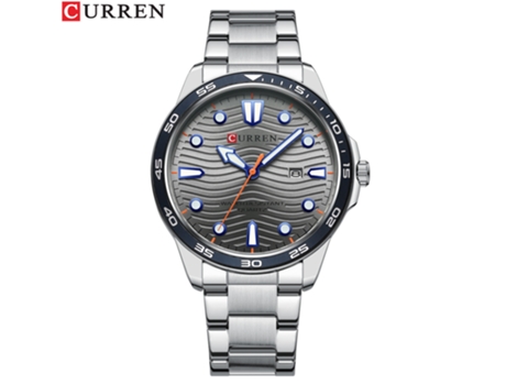Relojes para Hombre Reloj de Cuarzo analógico de Acero Inoxidable de Moda Reloj de Pulsera con Calendario para Hombres-Concha Blanca Azul LUUCOZK