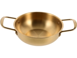 Olla Para Ramen De Acero Inoxidable, 18 Cm, Acabado Dorado, Asas Dobles, Duradera.