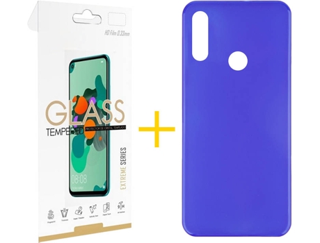 Kit Funda + Protector de Pantalla Huawei Y7 2019 SKYHE Liso 3 Azul