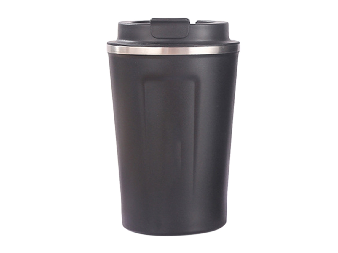 Taza Térmica De Acero Inoxidable 304 Con Tapa De Cierre Seguro, 380 Ml, Portátil Para Café, Uso En La Oficina, Color Negro.