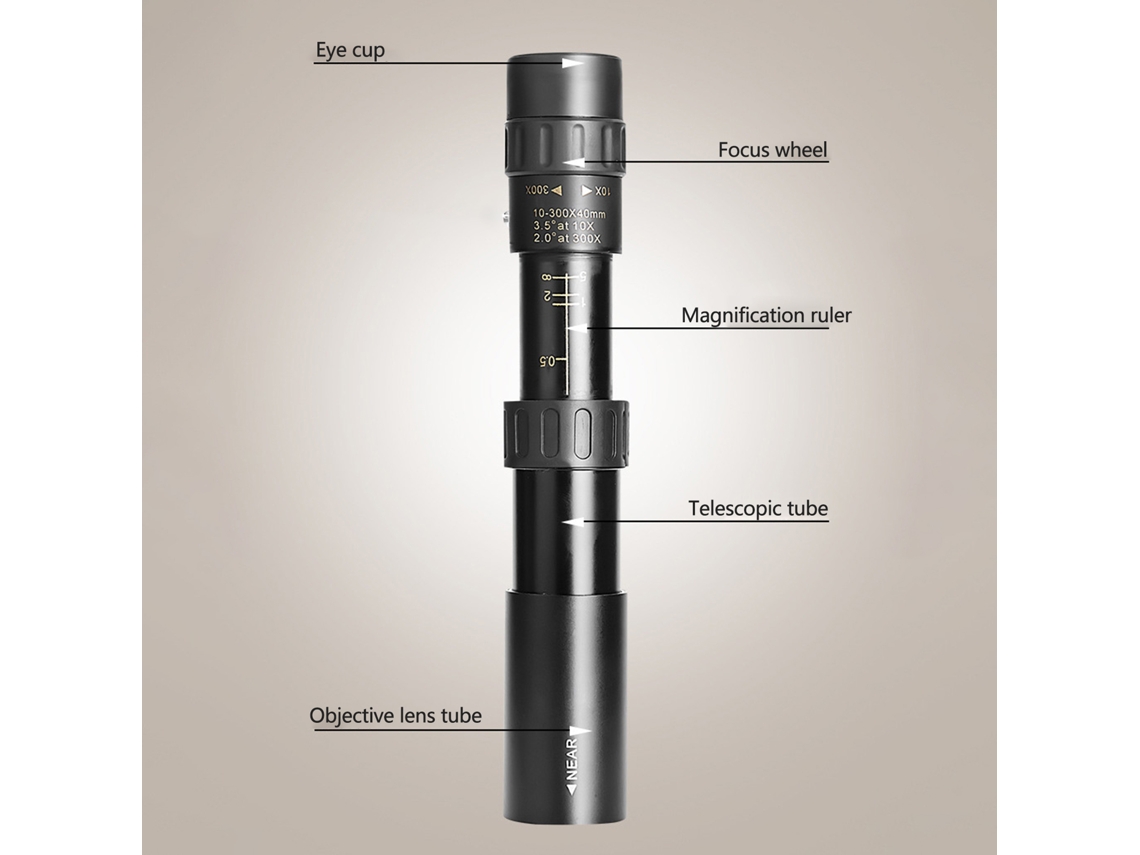 Telescopio Monocular De 10-300x40 Mm Con Trípode Y Soporte Para Teléfono Móvil Para Observación De Aves Y Acampada.