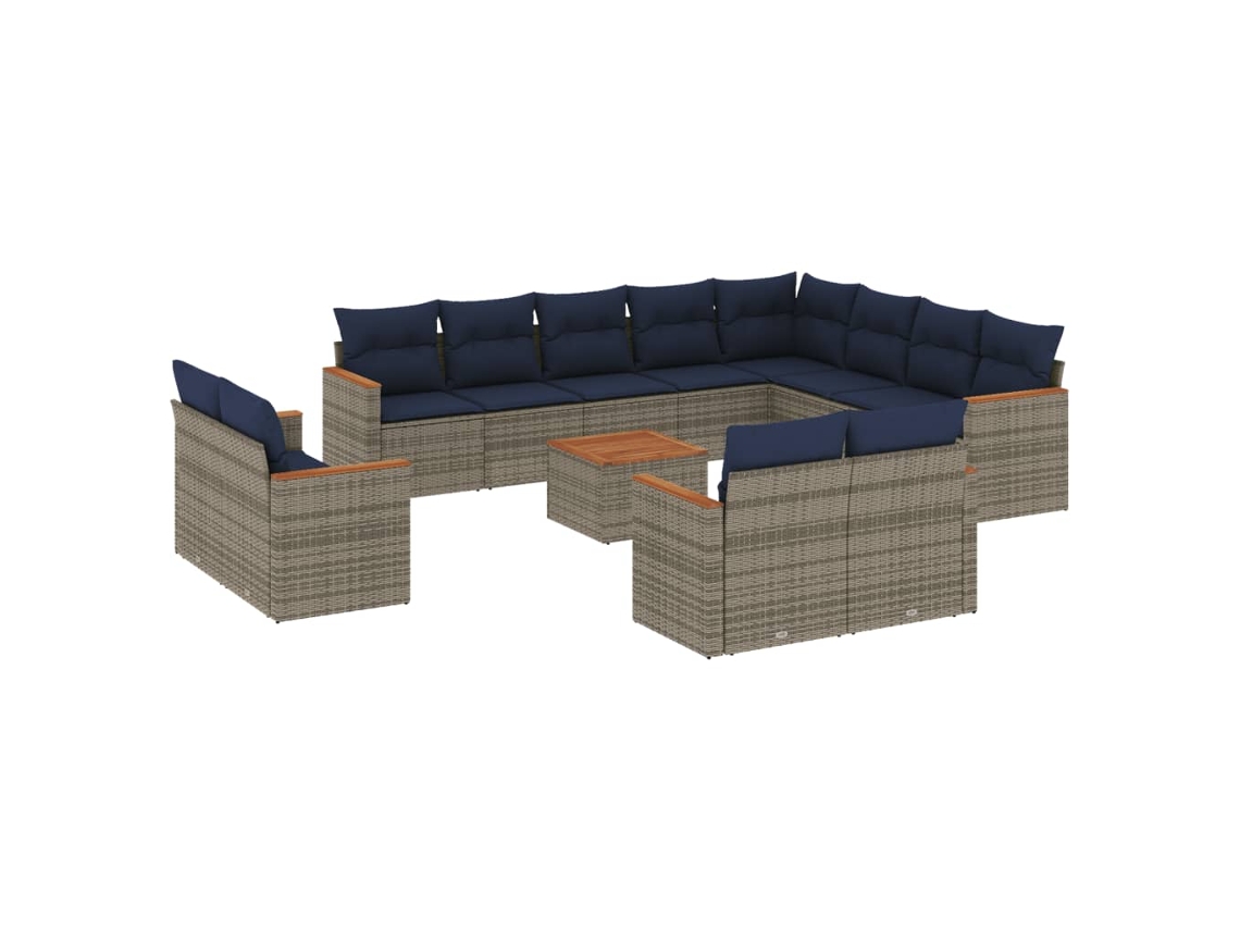 Maison Exclusive - Conjunto De Sofá De Jardín De 13 Piezas Con Cojines, Poliratán Gris