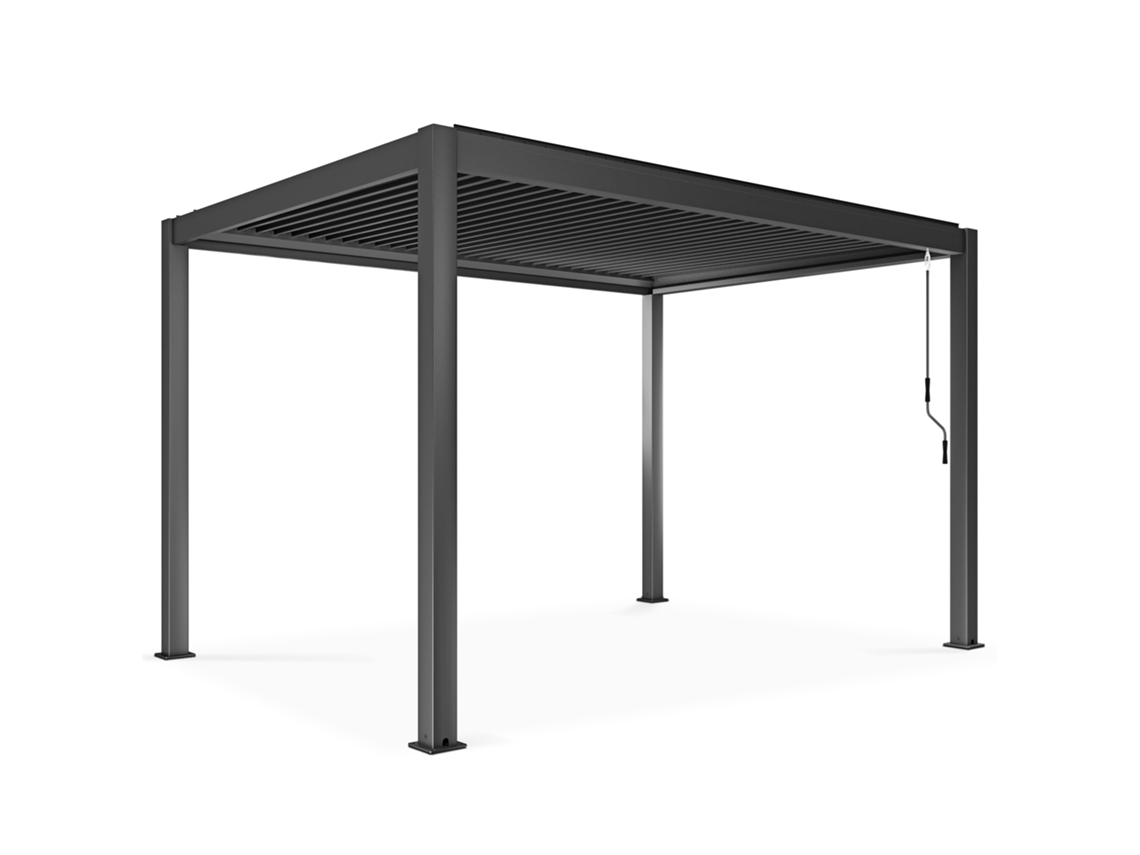 Pérgola Bioclimática 4x3 M Autoportante Manual Em Alumínio Cinza Antracita Oviala