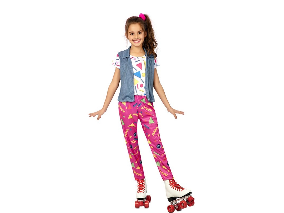Disfraz de Patinadora de los años 90 con chaleco para niña