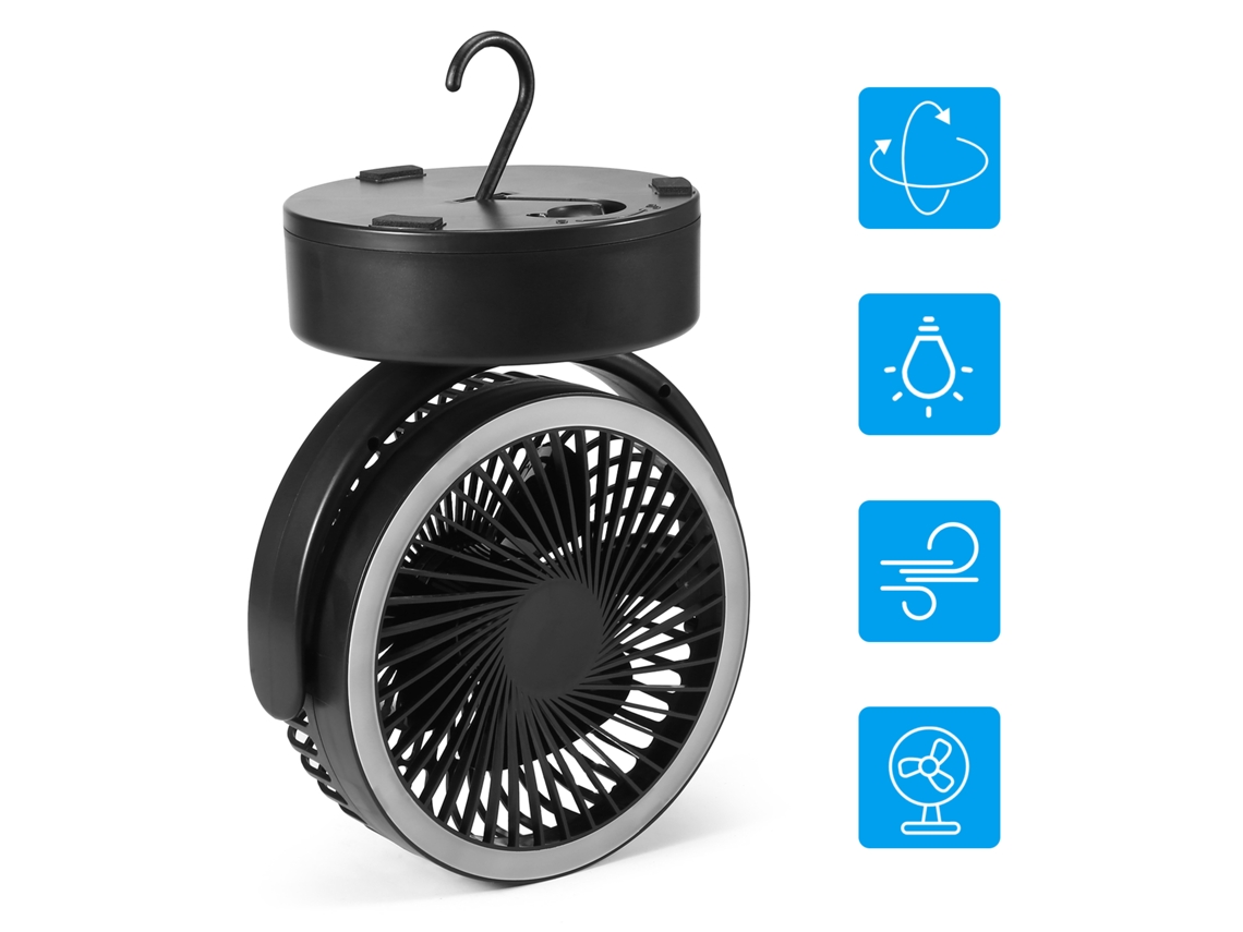 Ventilador De Camping Con Linterna Led, Funciona Con Pilas, Gancho Para Tienda De Campaña, Hogar, Coche, Emergencia