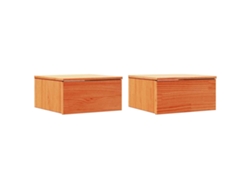 Maison Exclusive - Mesita De Noche Con Cajón 2 Pcs Marrón Cera 37 X 35 X 18,5 Cm