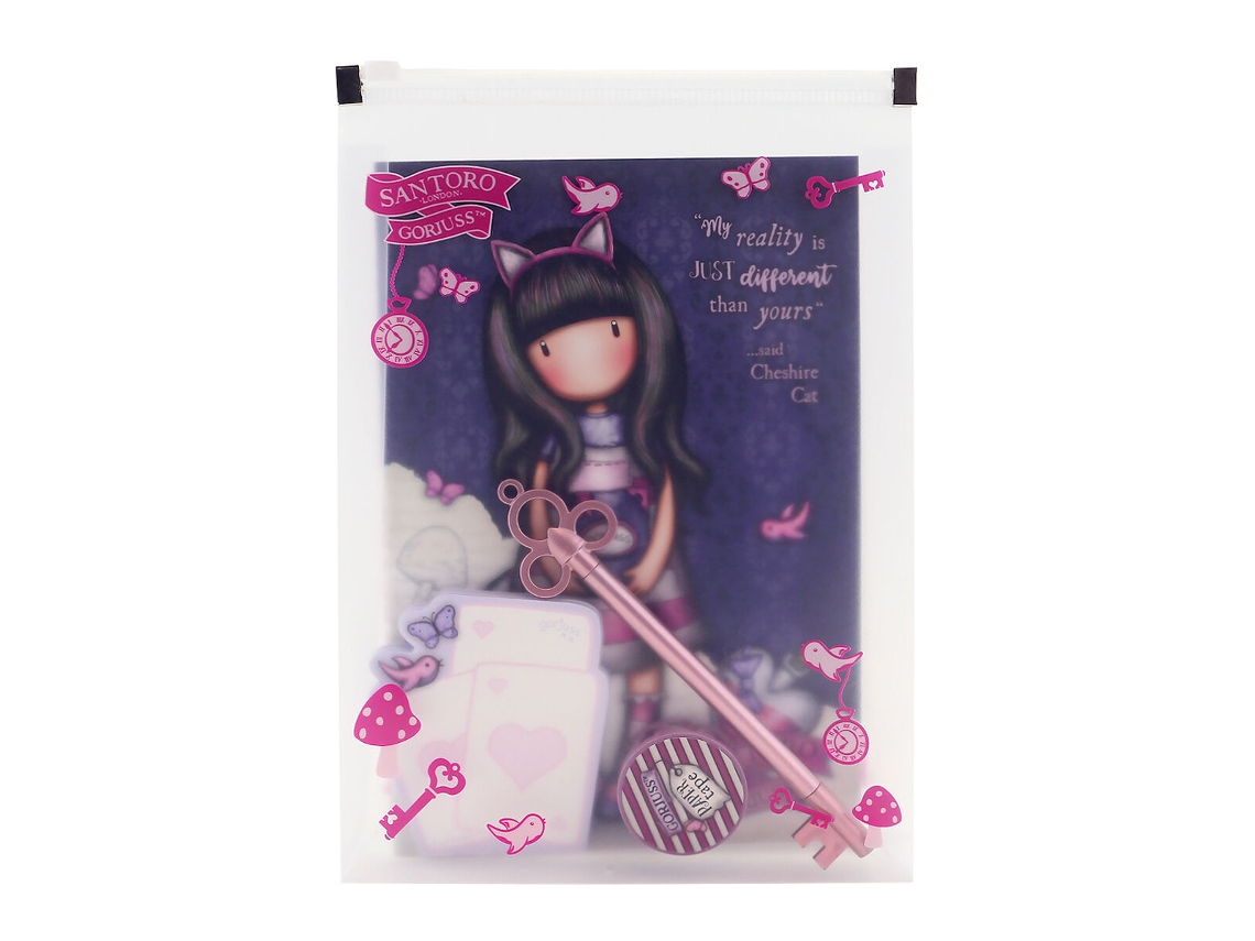 Set de Papelería Gorjuss Cheshire cat 4 Piezas Morado