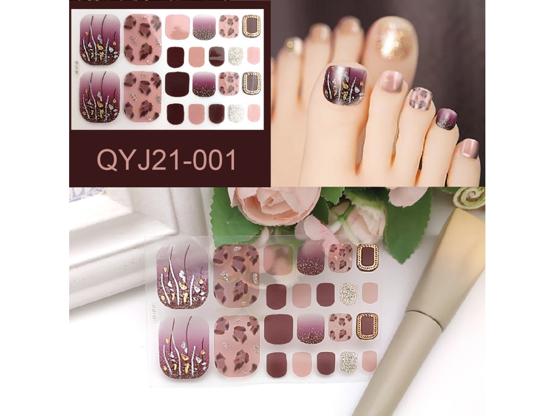 Pegatinas Rebe-stickers para uñas de los pies, diseño de uñas completas para mujeres y niñas.