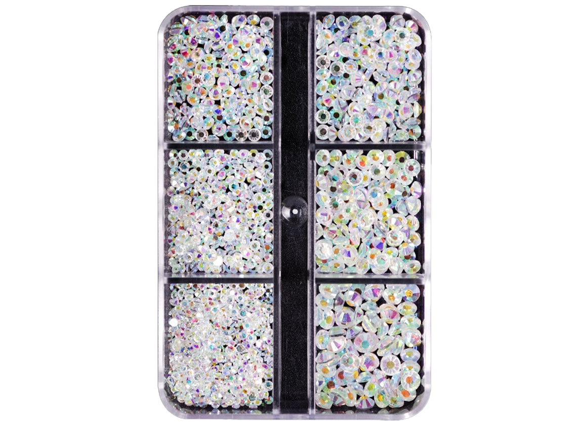 Piedras de imitación de varios tamaños, piedras de cristal redondas, sin pegamento, para decoración facial, uñas, ropa, zapatos, bolsos y joyas.