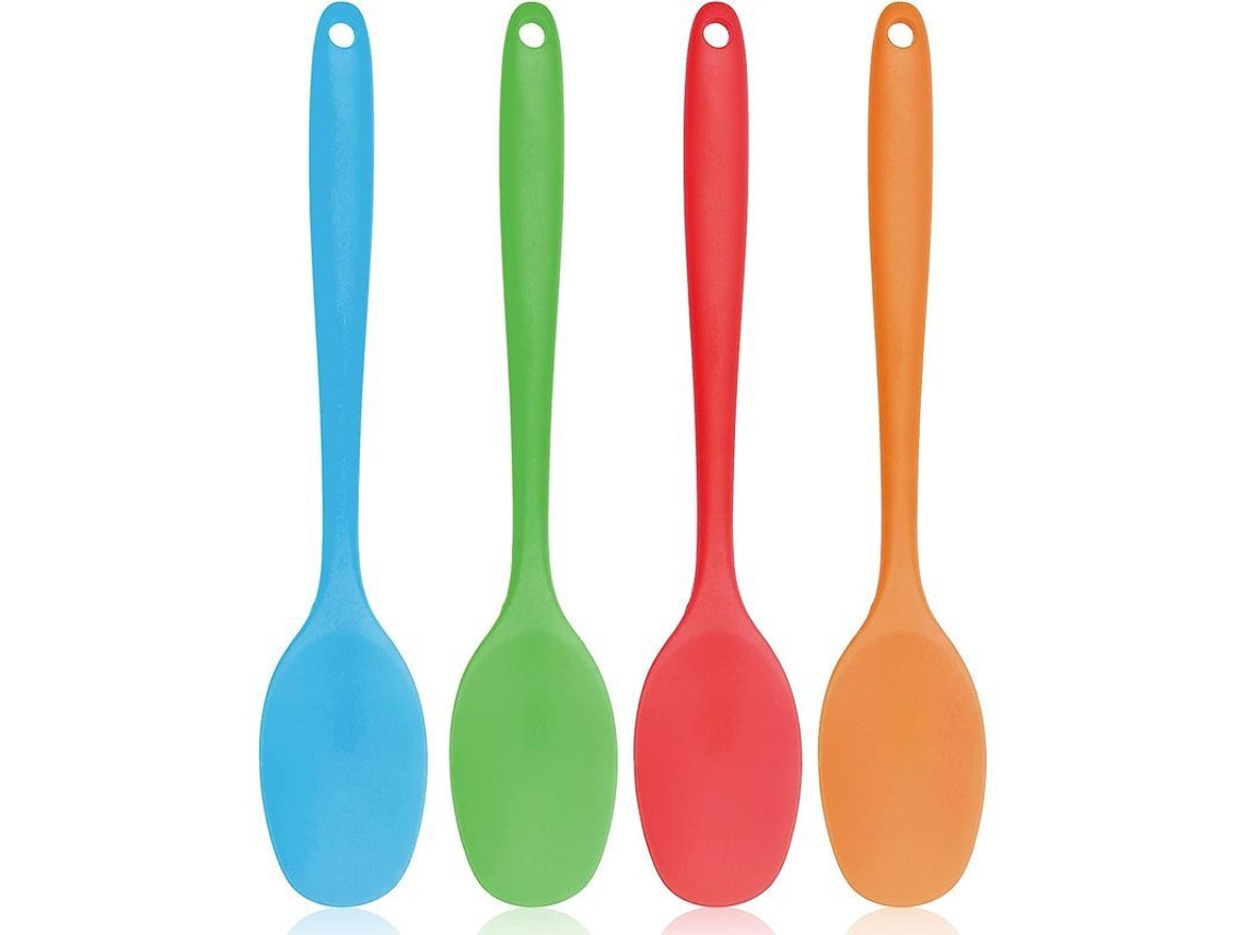 Cucharas De Silicona Resistentes Al Calor Con Mangos Largos Para Cocinar Y Hornear.