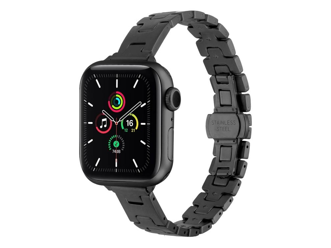 Bracelete Para Apple Watch 46/49/45/44mm - Aço Inoxidável Estilo H, 14mm Largura Preto