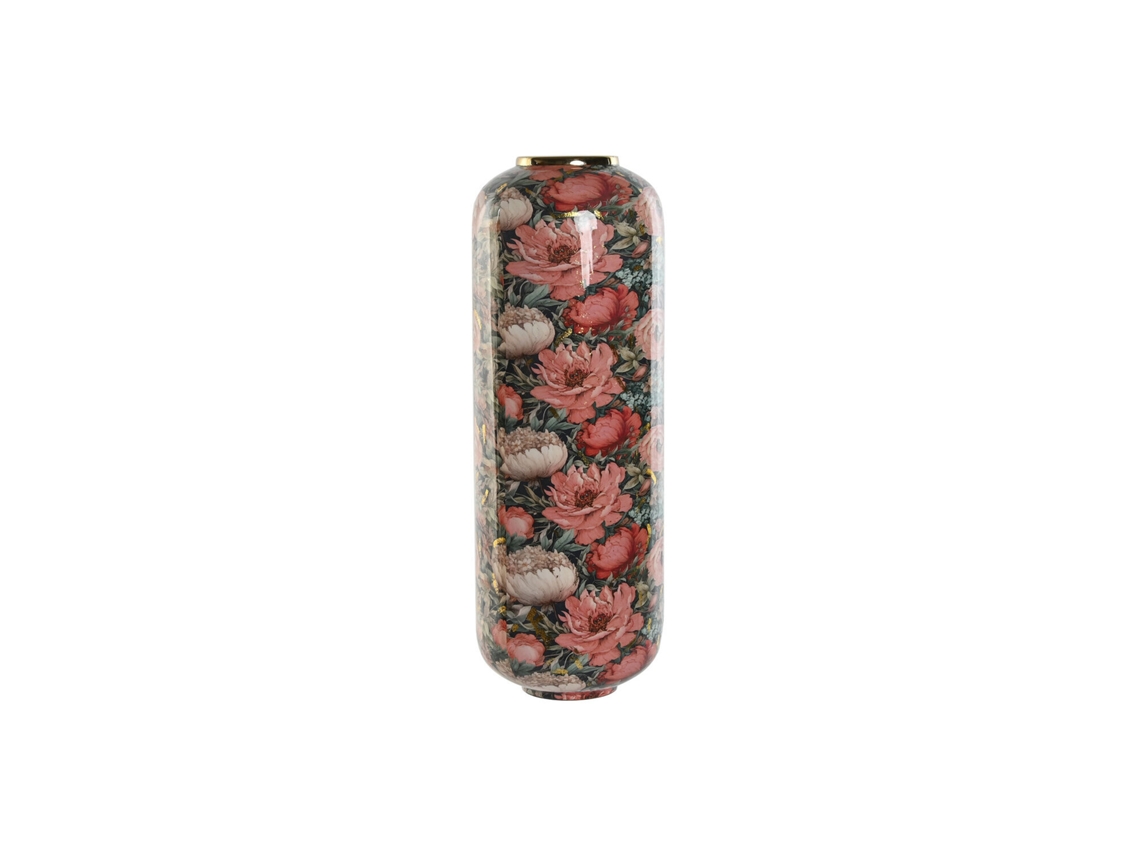 Jarron Metal Flores Rosa 25x25x69,3cm
