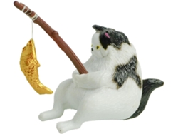 Estatua De Gato Para Acuario, Figuritas De Gatos Pequeños, Linda Figura De Gato Pescador Para Acuario: Decoración