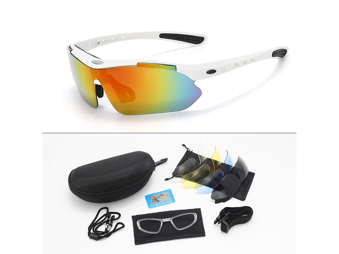 Gafas de sol polarizadas para correr con 5 lentes, protección UV, SIURN, blancas.