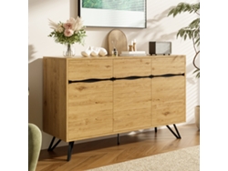 Aparador de 3 puertas, diseño moderno, gran capacidad de almacenamiento, negro estable, madera Mobrio