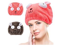 Paquete De 2 Toallas De Microfibra Súper Absorbentes Para El Cabello Y Diadema Con Bordado De Un Lindo Oso De Dibujos Animados.